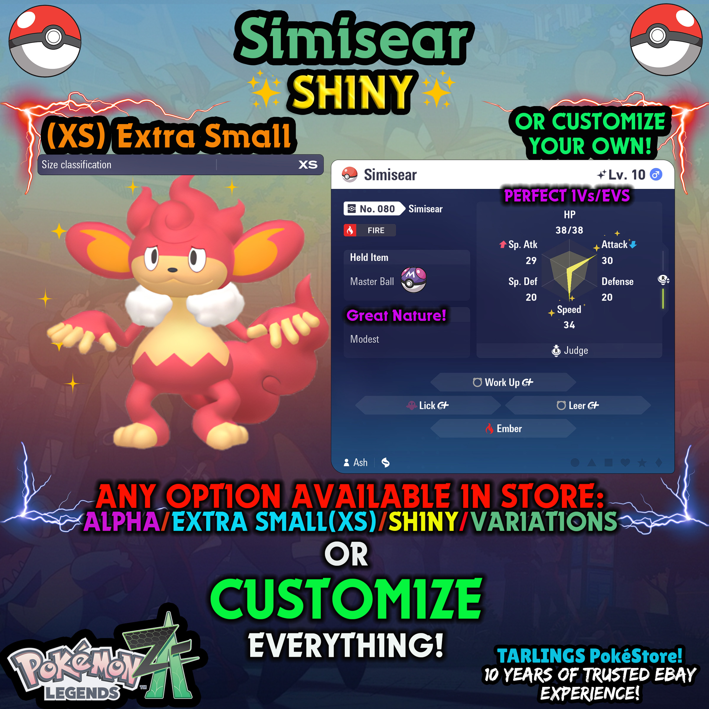 Pokemon Legends ZA π (XS) EXTRA SMALL - LOW LEVELS - SHINY β¨ IVs/Evs/CUSTOMS β¨ - Picture 42 of 146