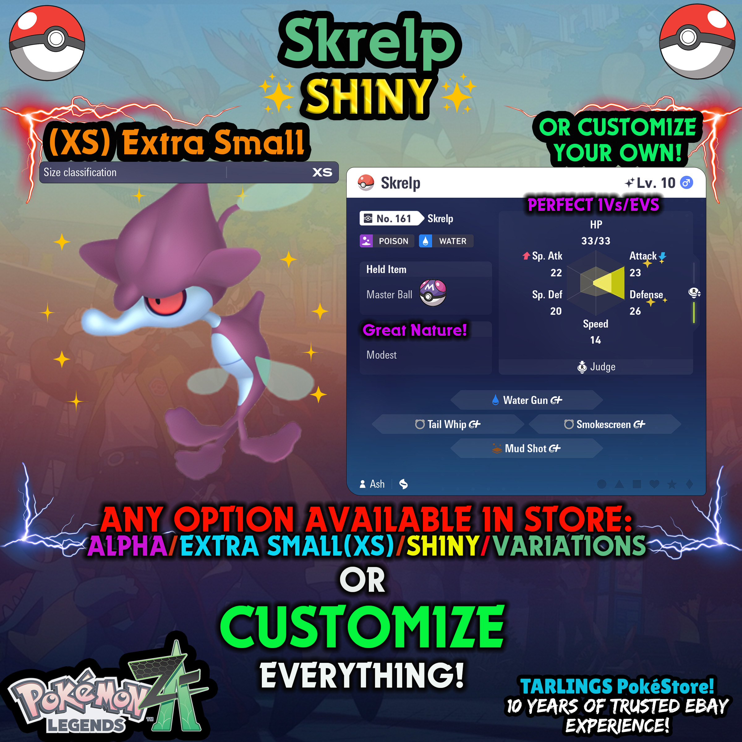 Pokemon Legends ZA π (XS) EXTRA SMALL - LOW LEVELS - SHINY β¨ IVs/Evs/CUSTOMS β¨ - Picture 106 of 146