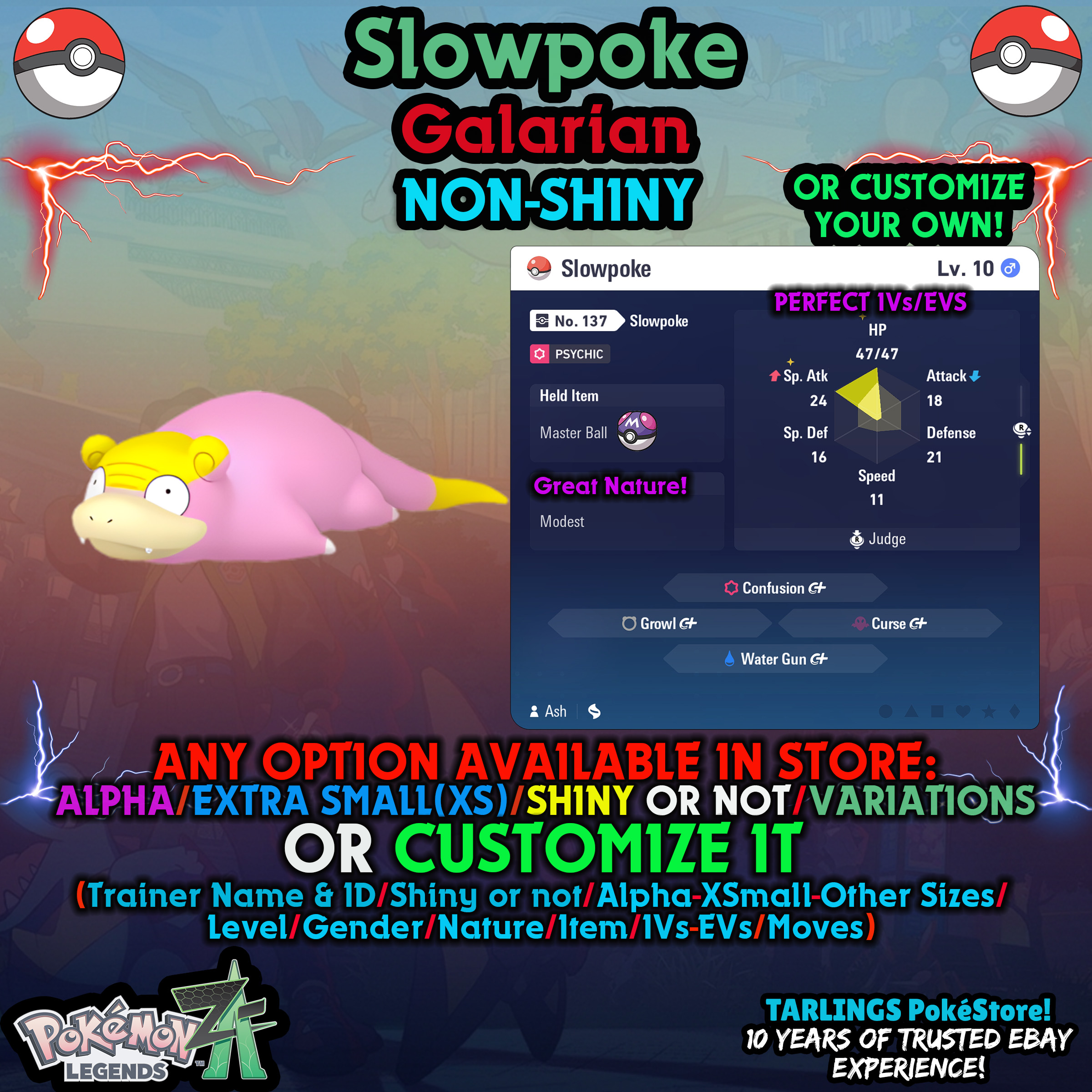 Pokemon Legends ZA 🐉 Slowpoke - SHINY/NON/ALPHAS/XS/BUNDLES ✨ OR