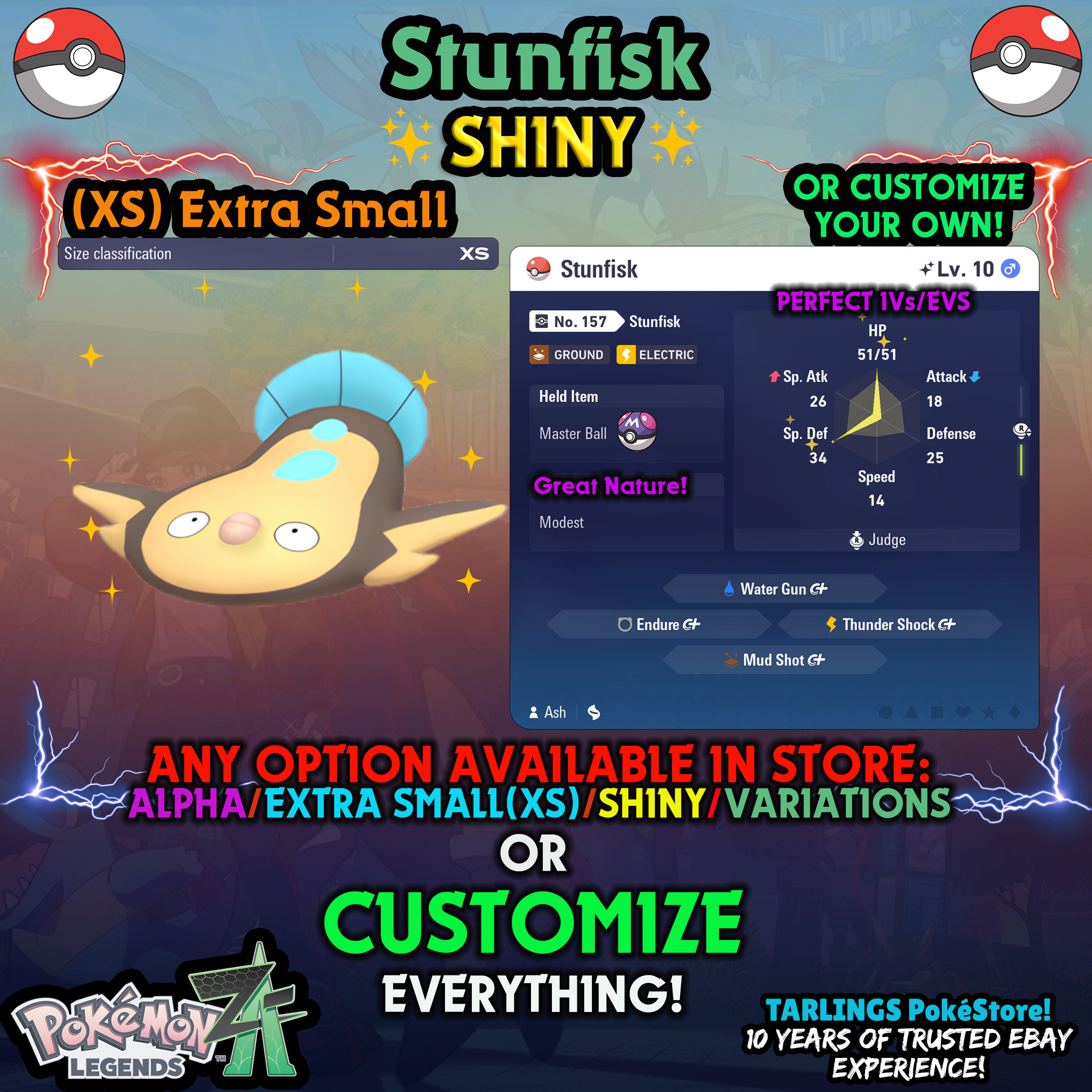 Pokemon Legends ZA π (XS) EXTRA SMALL - LOW LEVELS - SHINY β¨ IVs/Evs/CUSTOMS β¨ - Picture 93 of 146