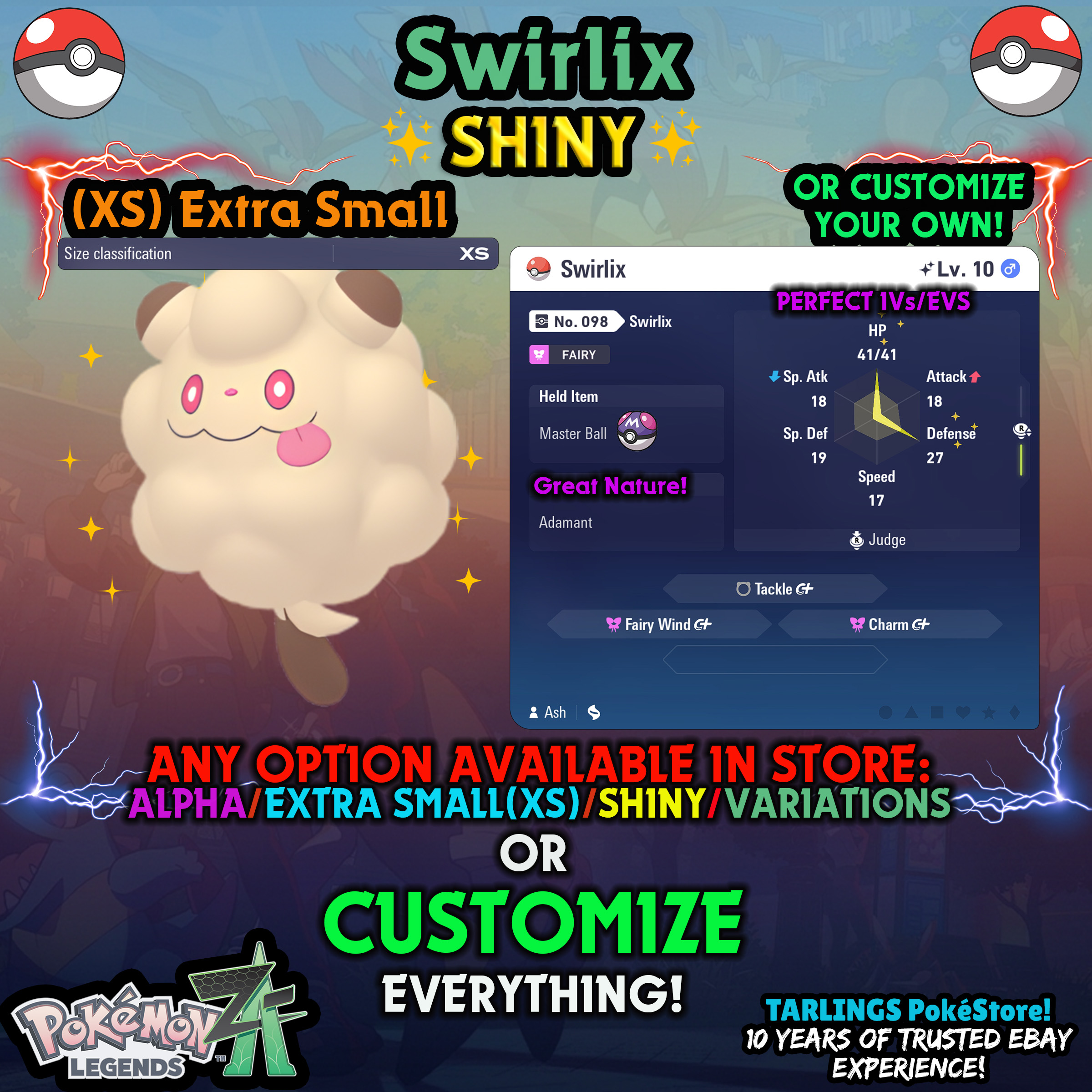 Pokemon Legends ZA π (XS) EXTRA SMALL - LOW LEVELS - SHINY β¨ IVs/Evs/CUSTOMS β¨ - Picture 53 of 146