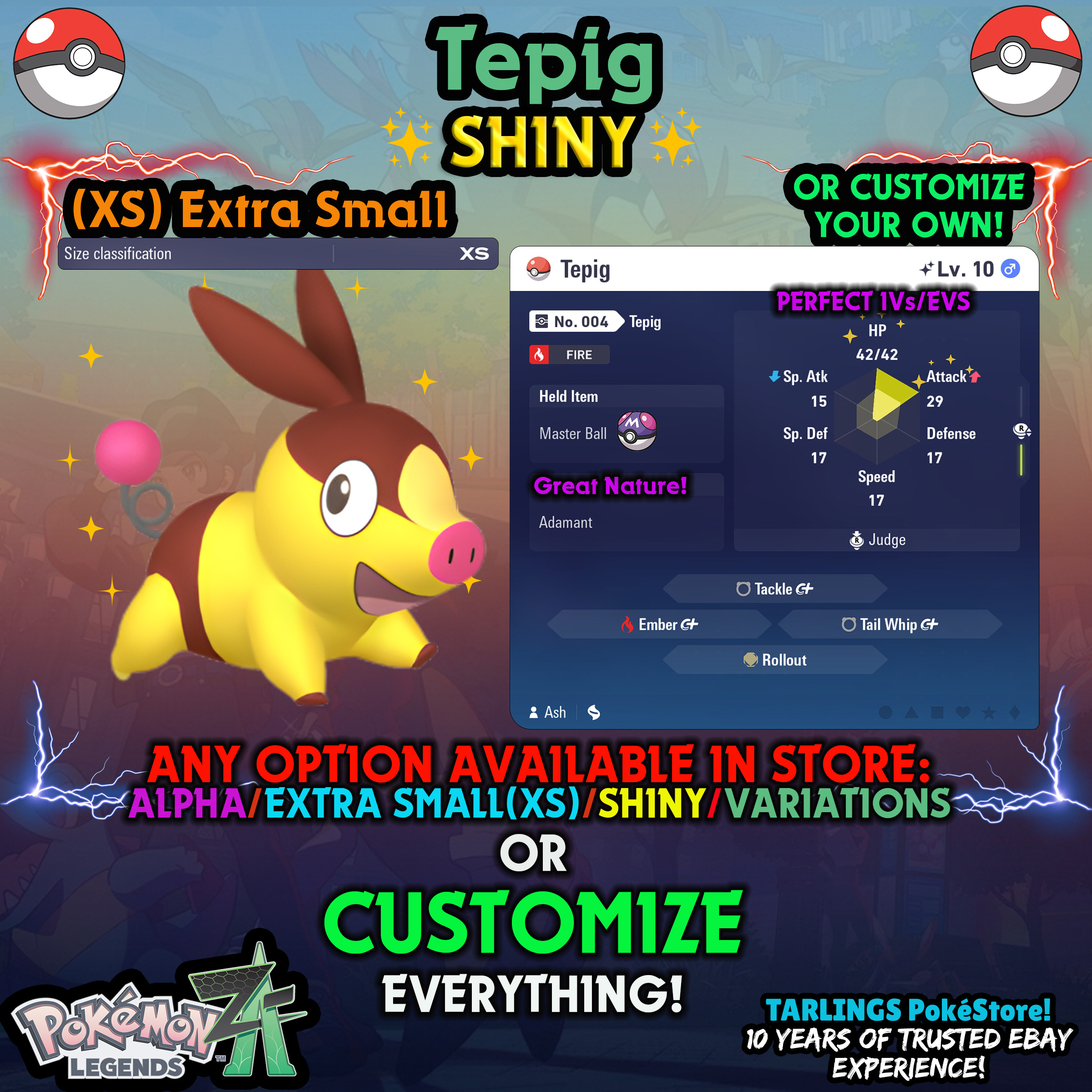 Pokemon Legends ZA π (XS) EXTRA SMALL - LOW LEVELS - SHINY β¨ IVs/Evs/CUSTOMS β¨ - Picture 4 of 146