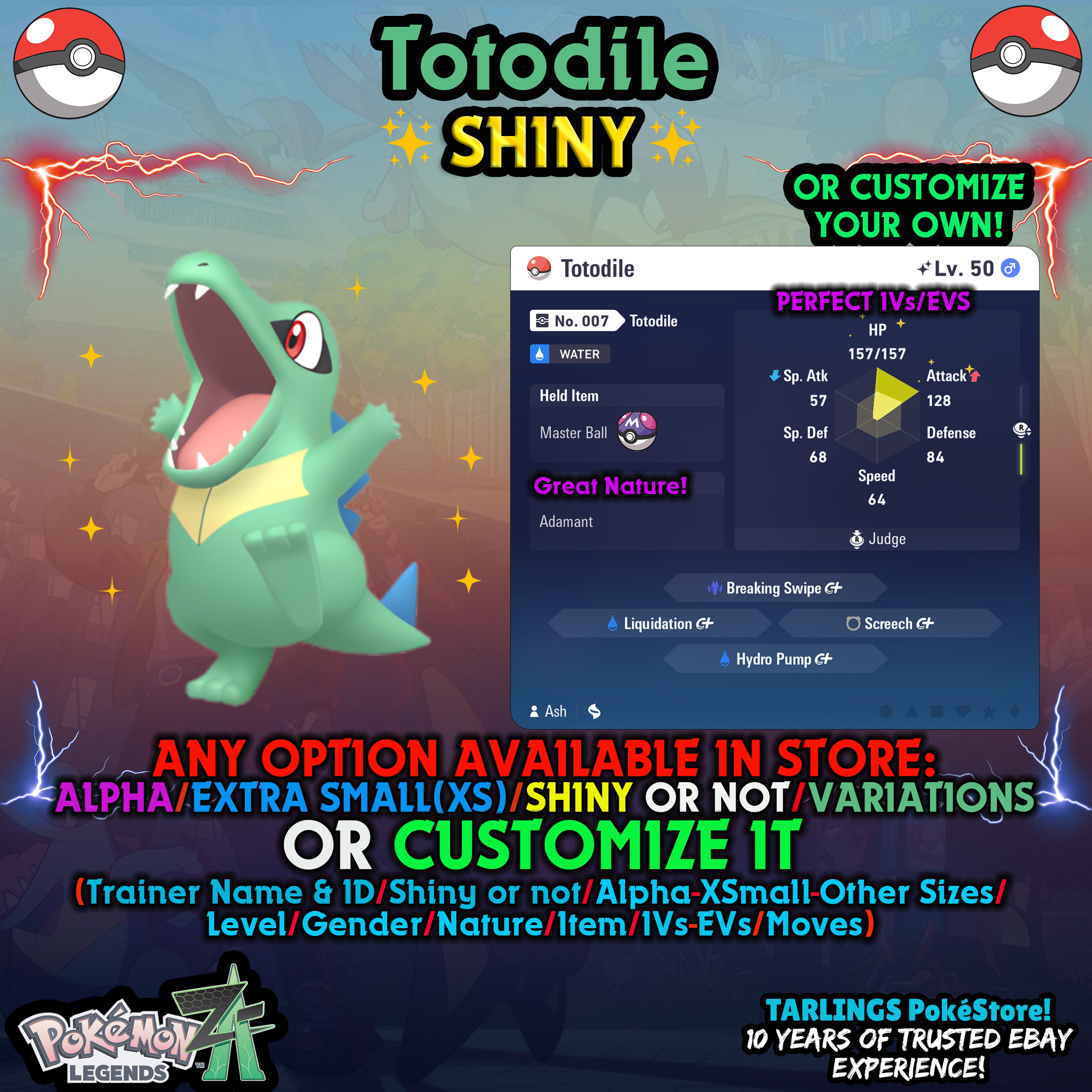 Pokemon Legends ZA π Totodile - SHINY/NON/ALPHAS/XS/BUNDLES β¨ OR CUSTOM β¨ - Picture 7 of 20