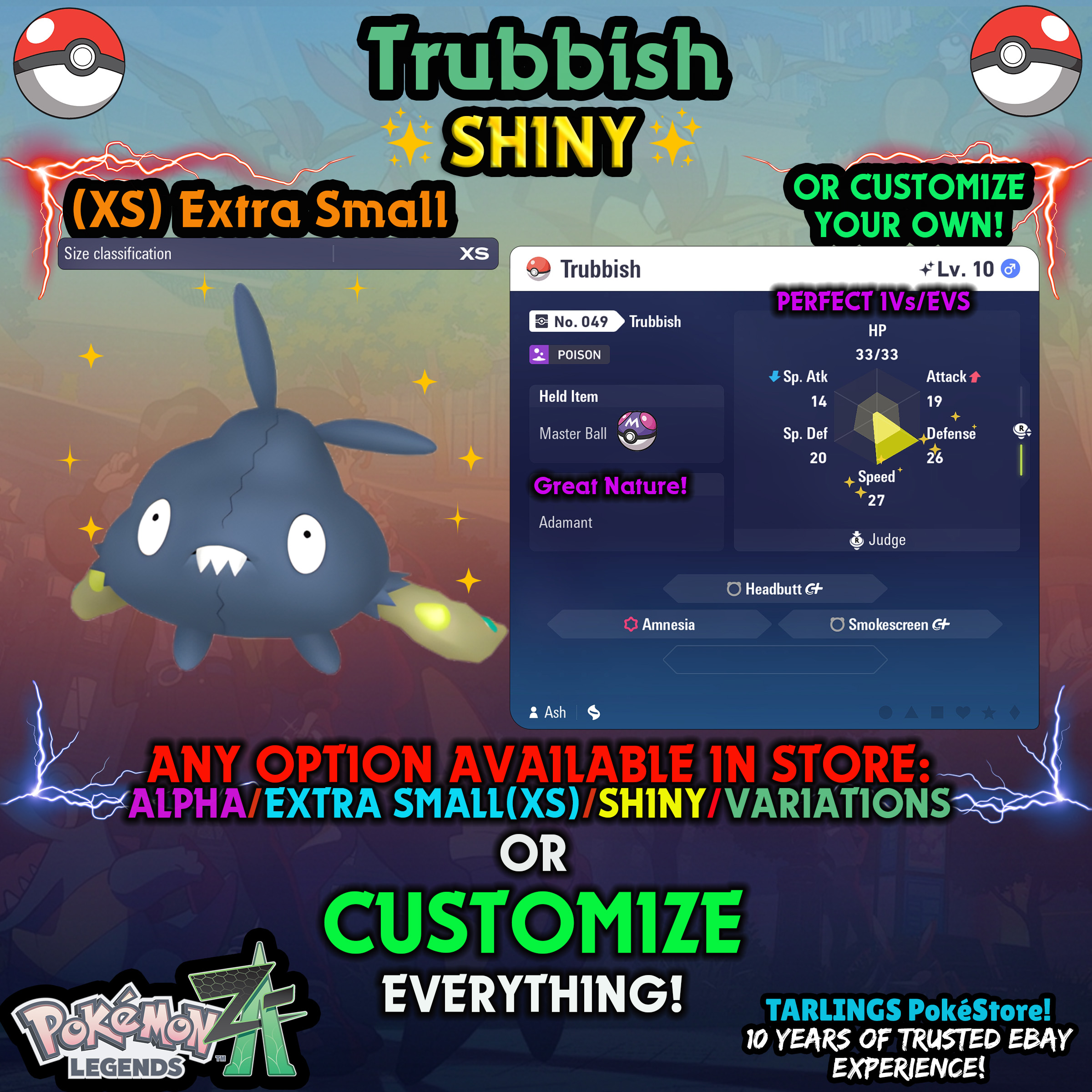 Pokemon Legends ZA π (XS) EXTRA SMALL - LOW LEVELS - SHINY β¨ IVs/Evs/CUSTOMS β¨ - Picture 24 of 146