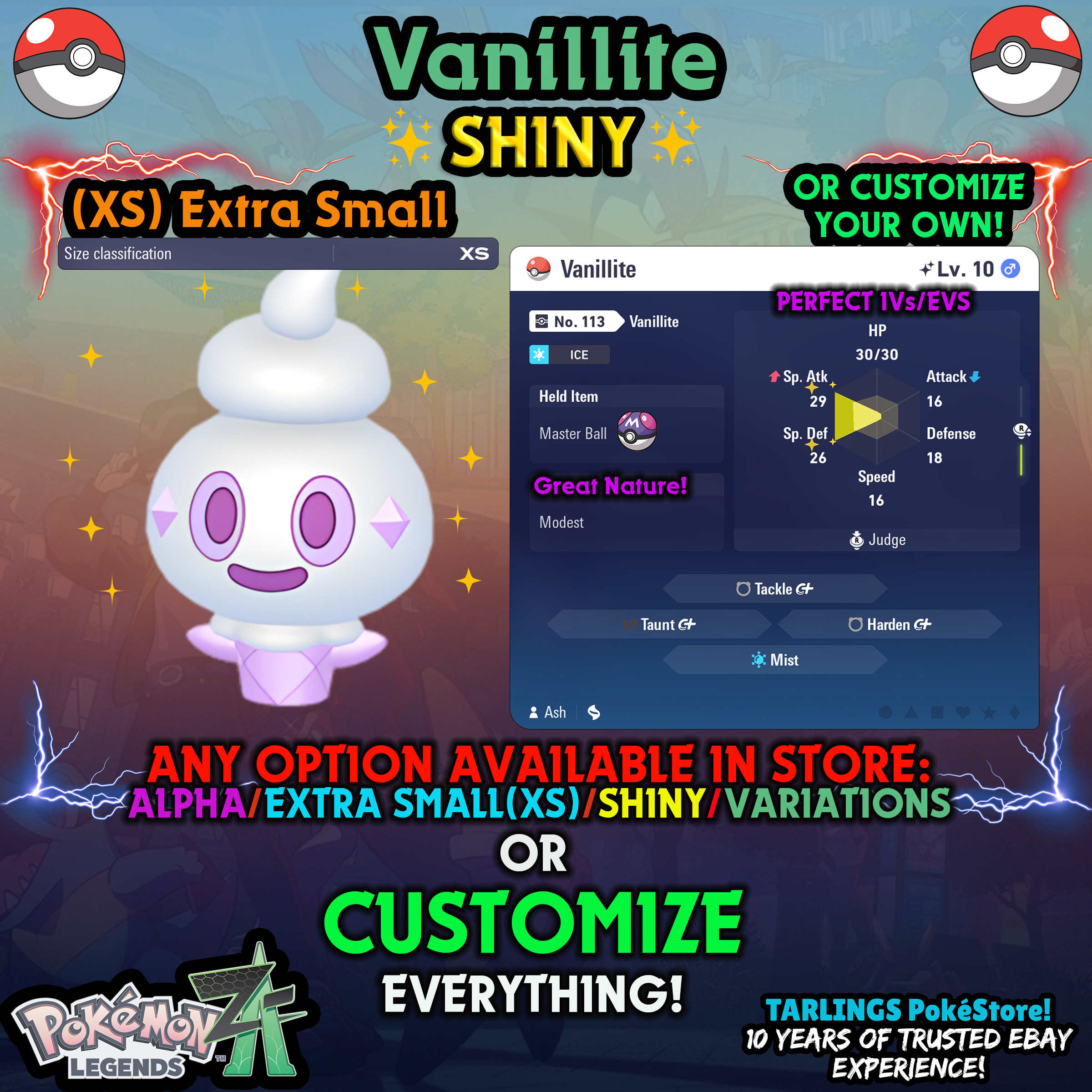Pokemon Legends ZA π (XS) EXTRA SMALL - LOW LEVELS - SHINY β¨ IVs/Evs/CUSTOMS β¨ - Picture 66 of 146