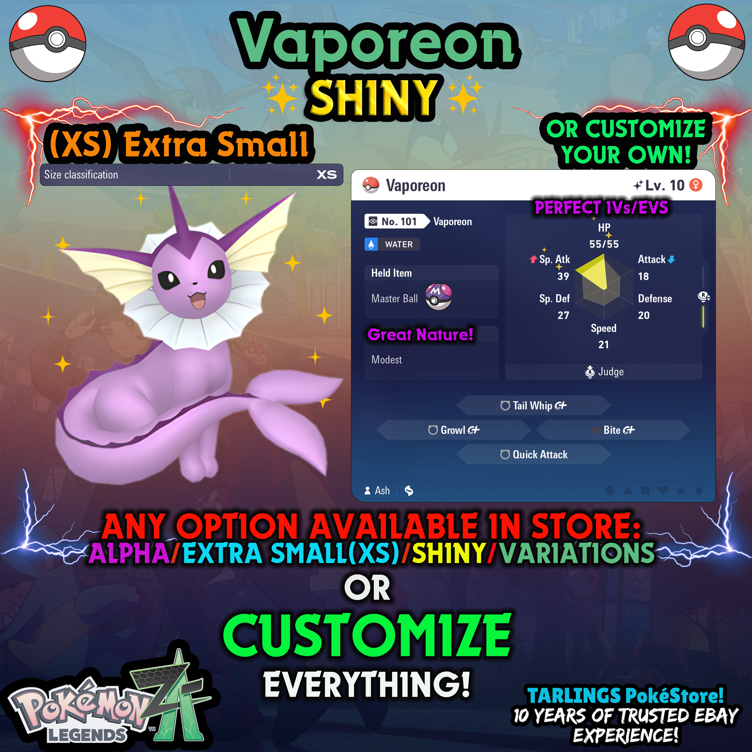 Pokemon Legends ZA π (XS) EXTRA SMALL - LOW LEVELS - SHINY β¨ IVs/Evs/CUSTOMS β¨ - Picture 56 of 146