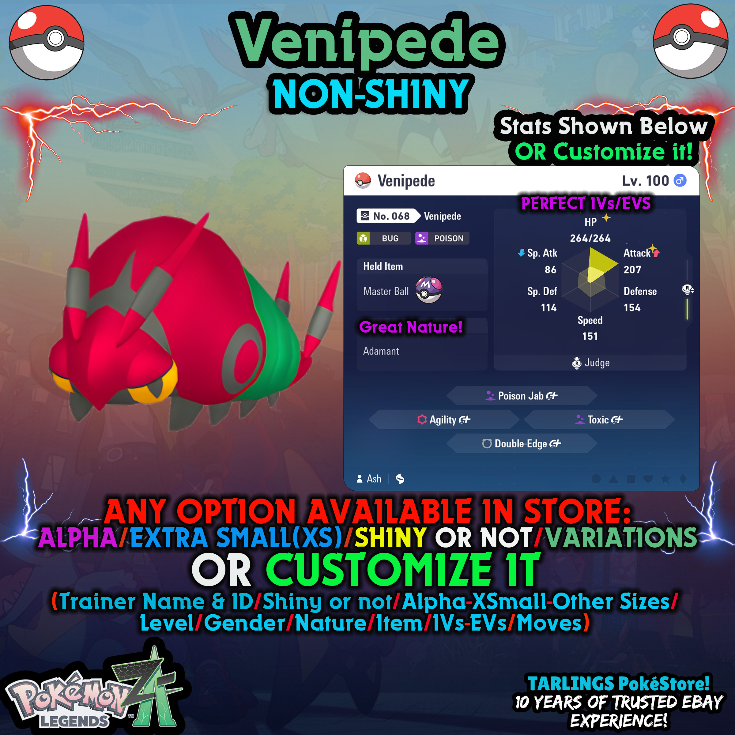 Pokemon Legends ZA π Venipede - SHINY/NON/ALPHAS/XS/BUNDLES β¨ OR CUSTOM β¨ - Picture 5 of 20