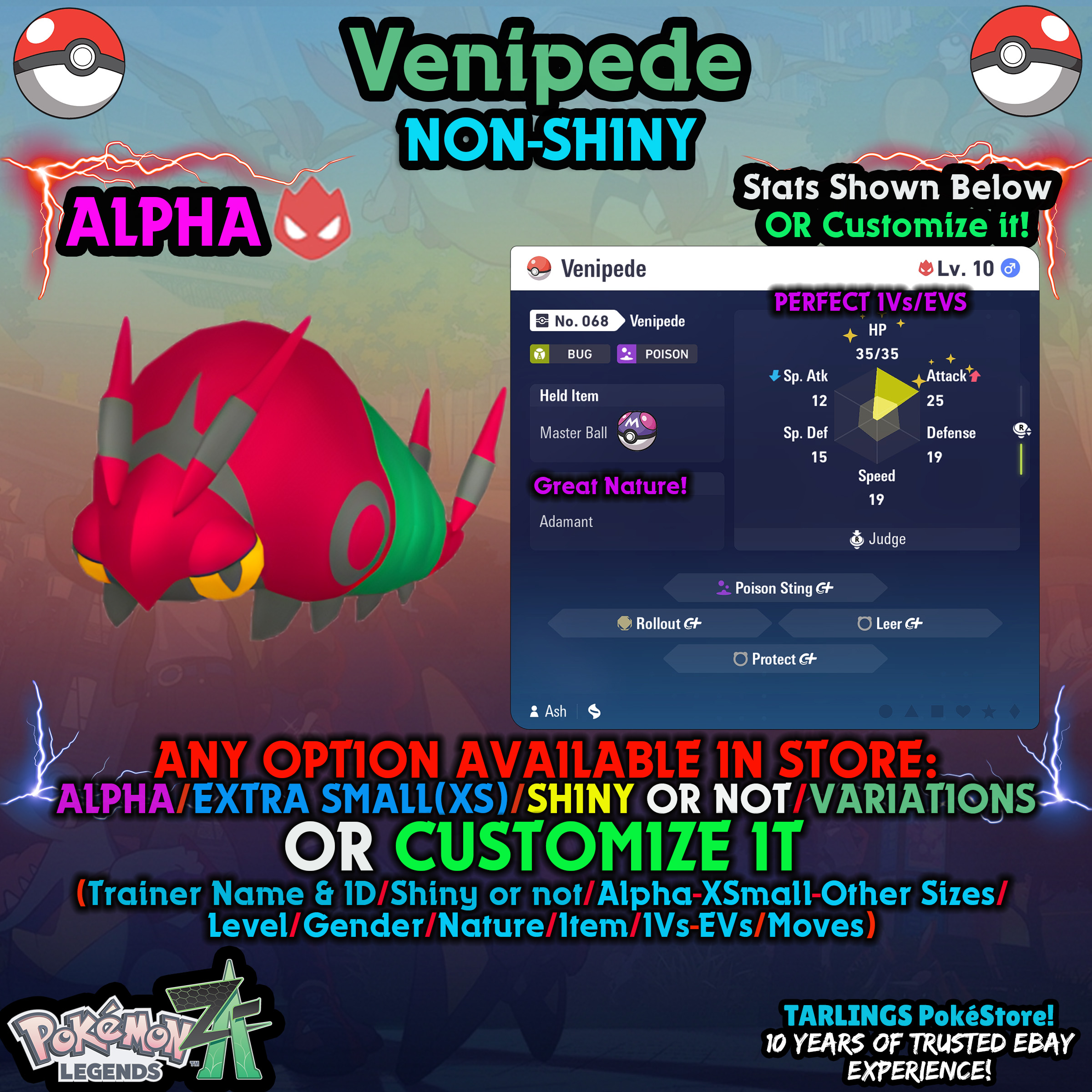Pokemon Legends ZA π Venipede - SHINY/NON/ALPHAS/XS/BUNDLES β¨ OR CUSTOM β¨ - Picture 9 of 20