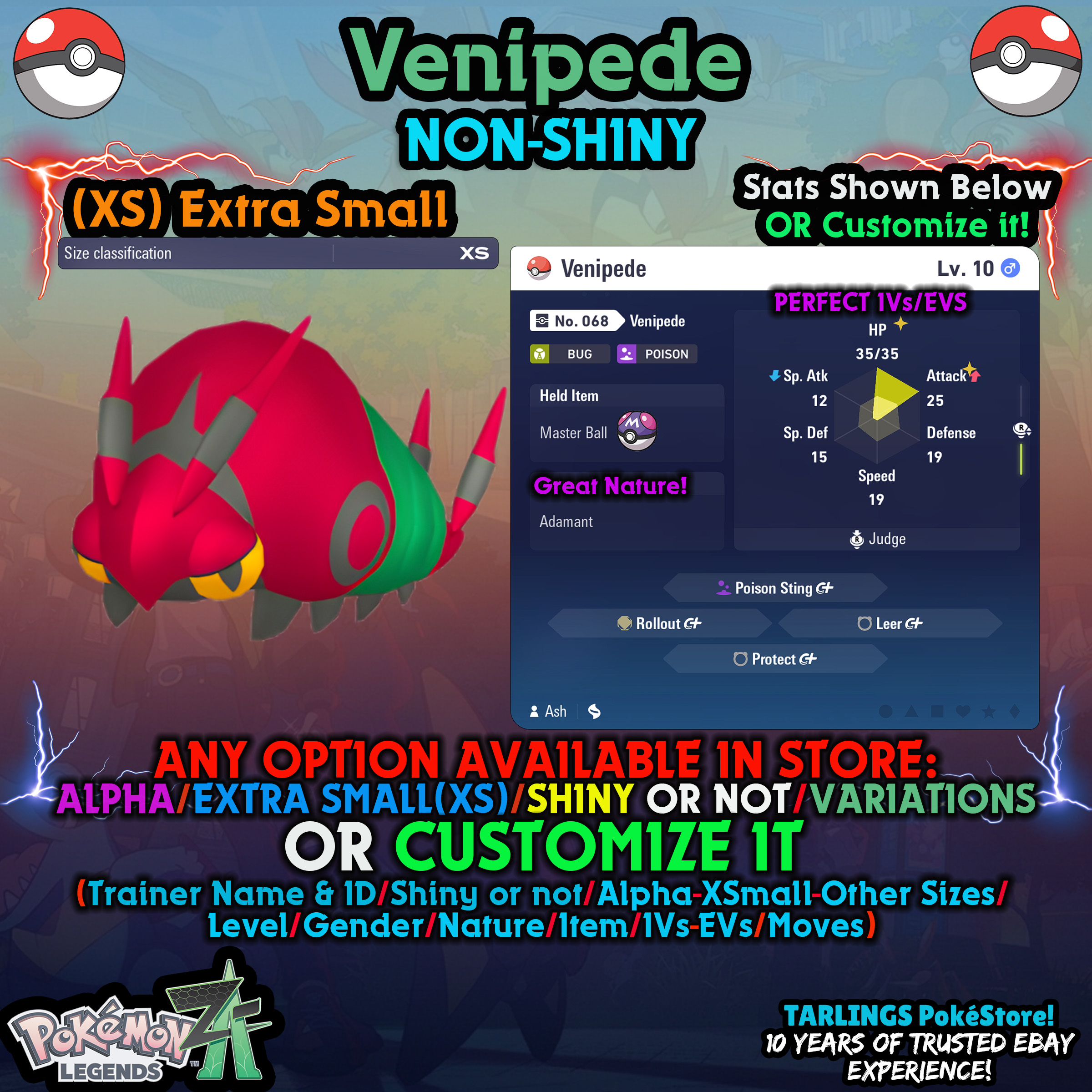 Pokemon Legends ZA π Venipede - SHINY/NON/ALPHAS/XS/BUNDLES β¨ OR CUSTOM β¨ - Picture 15 of 20
