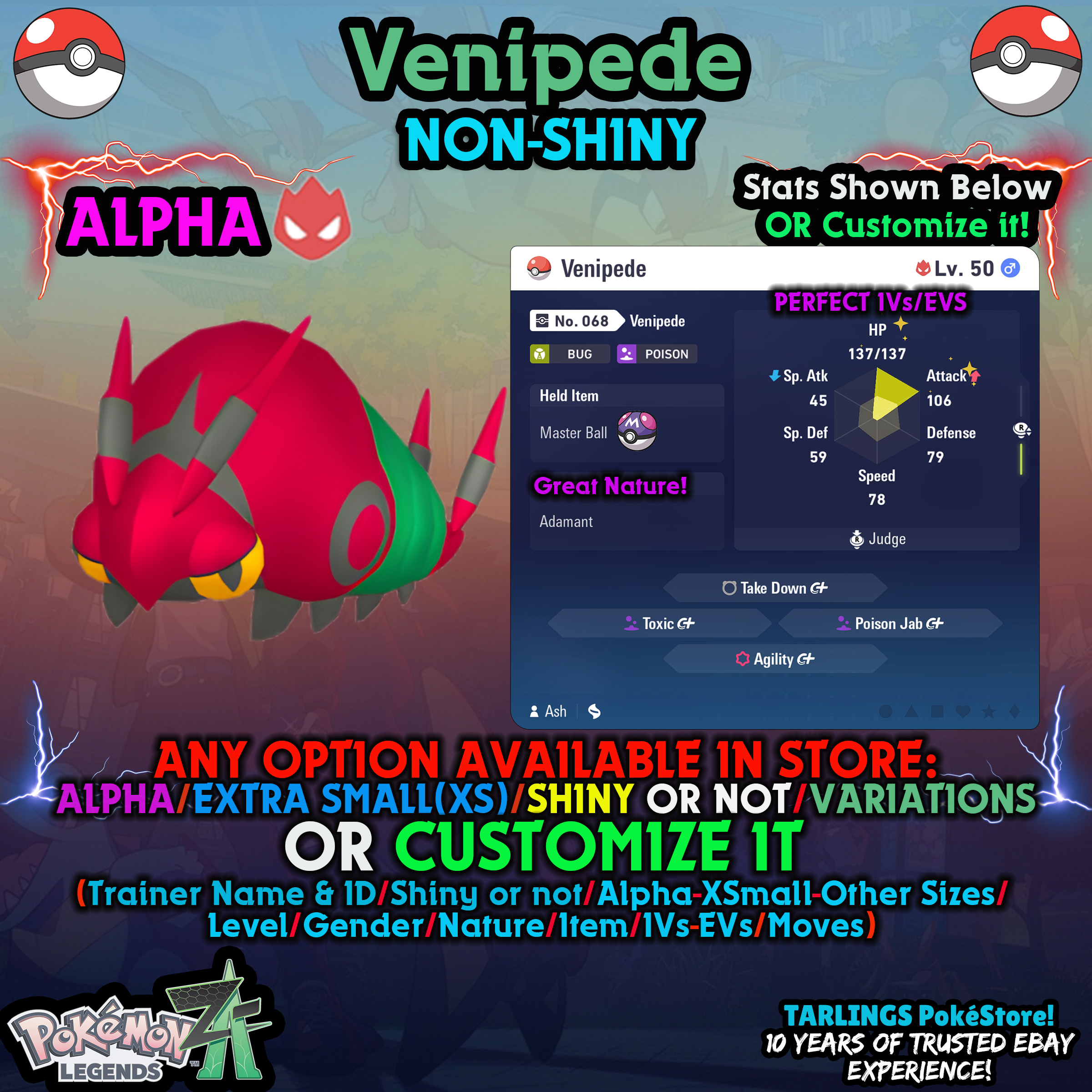 Pokemon Legends ZA π Venipede - SHINY/NON/ALPHAS/XS/BUNDLES β¨ OR CUSTOM β¨ - Picture 10 of 20