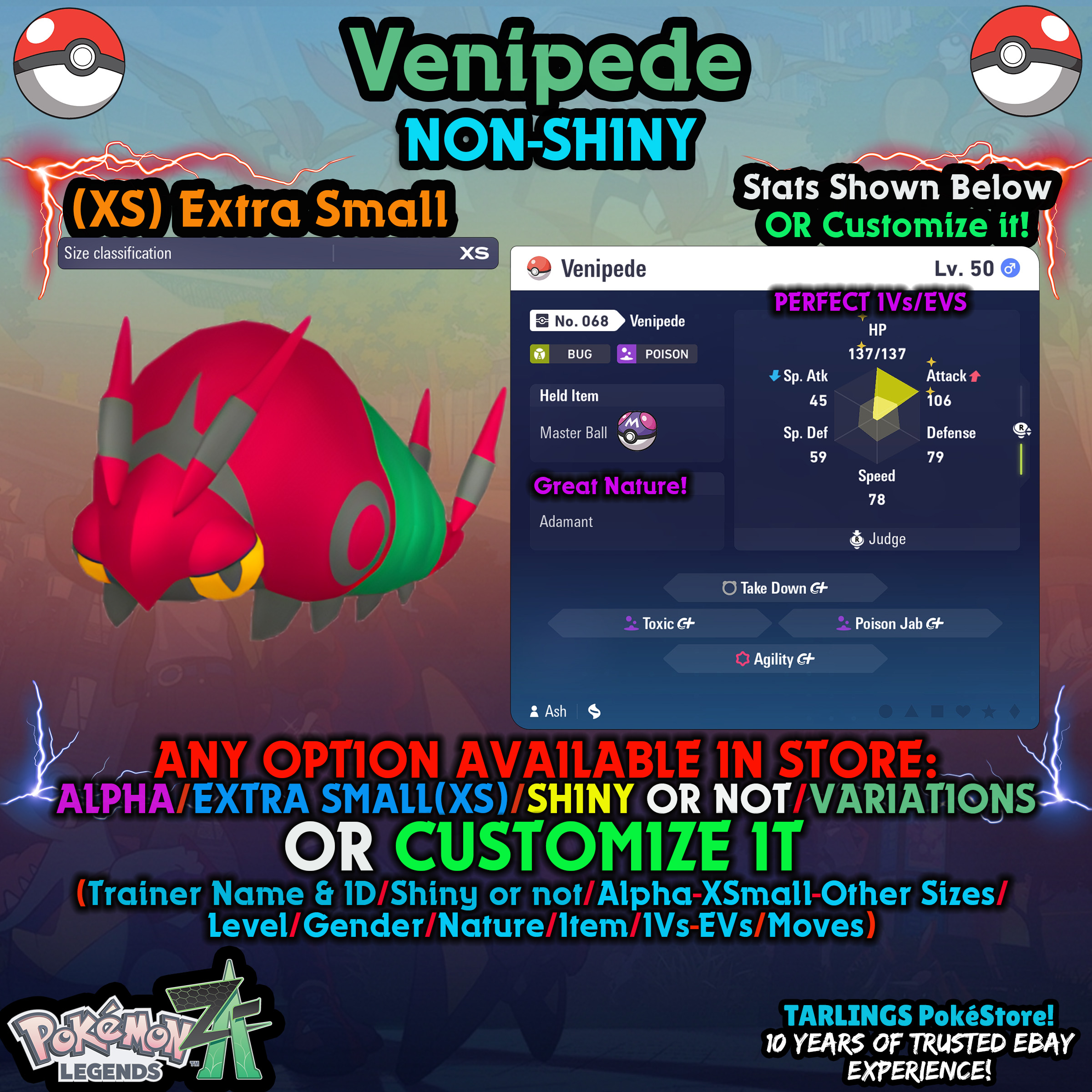 Pokemon Legends ZA π Venipede - SHINY/NON/ALPHAS/XS/BUNDLES β¨ OR CUSTOM β¨ - Picture 16 of 20