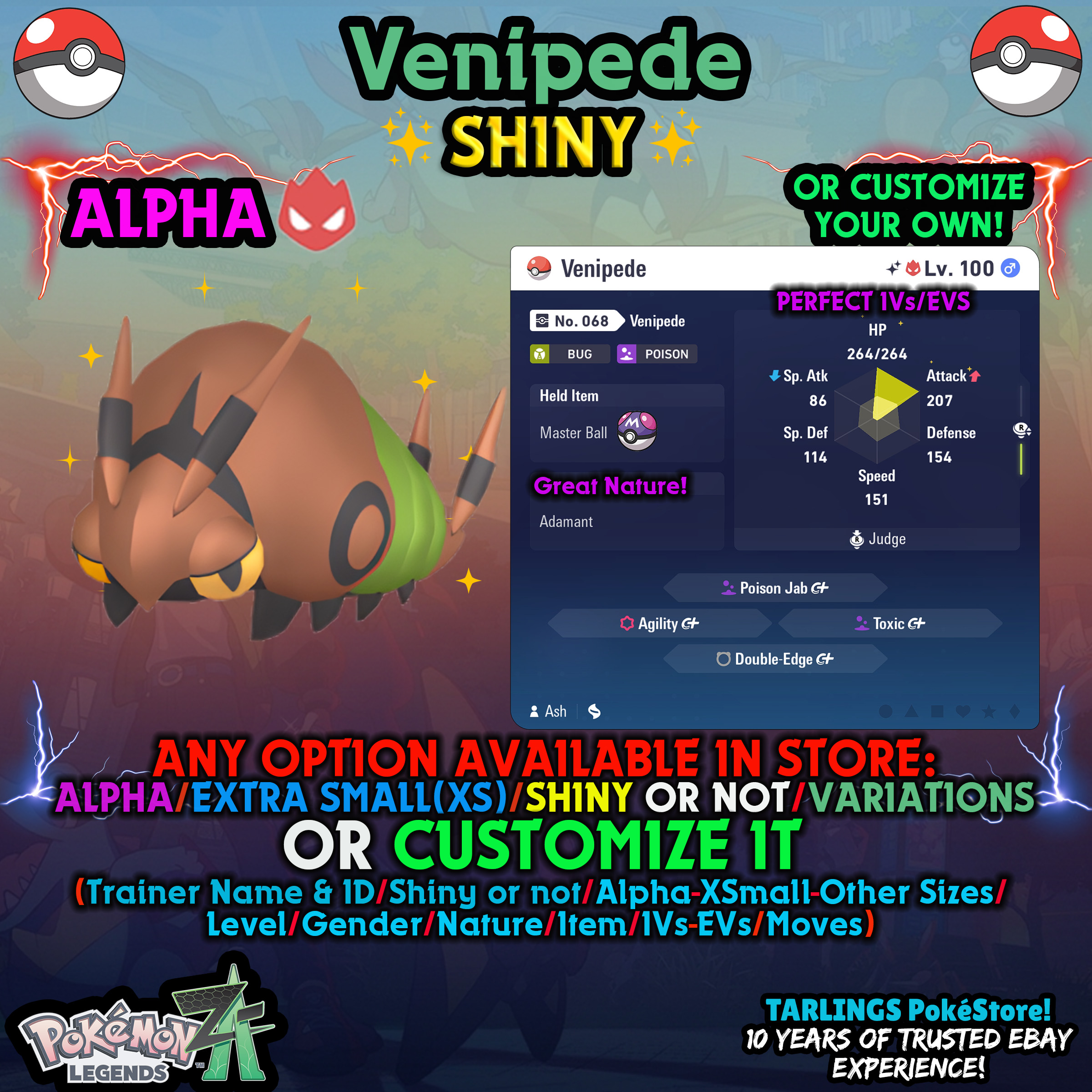 Pokemon Legends ZA π Venipede - SHINY/NON/ALPHAS/XS/BUNDLES β¨ OR CUSTOM β¨ - Picture 14 of 20