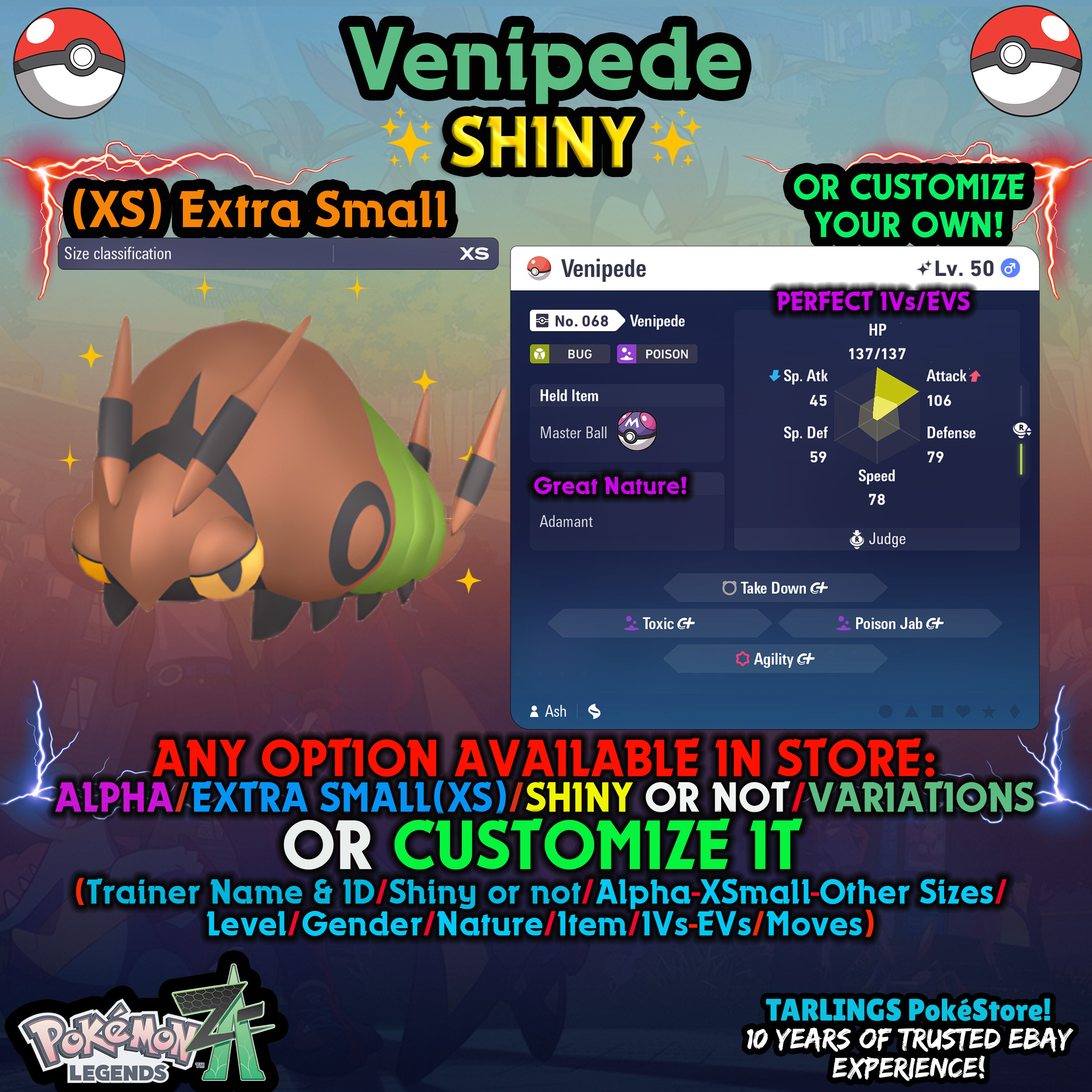 Pokemon Legends ZA π Venipede - SHINY/NON/ALPHAS/XS/BUNDLES β¨ OR CUSTOM β¨ - Picture 19 of 20